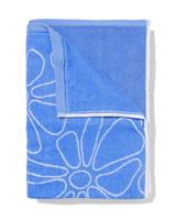 HEMA Strandlaken 90x180cm velours bloemen (blauw)