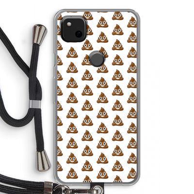Poop emoji: Pixel 4a Transparant Hoesje met koord