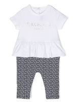 Balmain Kids barboteuse volantée à motif monogrammé - Blanc - thumbnail