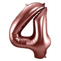 Folie ballon van cijfer 4 in het brons 86 cm   -