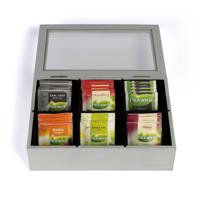 Cookinglife Theedoos - Theekist - Wit - 6 Vaks - Met Fluwelen Binnenkant - 24 x 16 cm