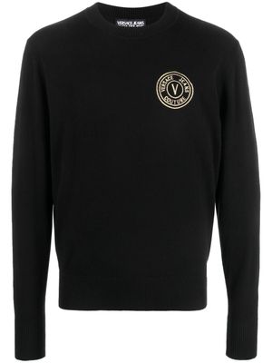 Versace Jeans Couture pull en maille à logo brodé - Noir
