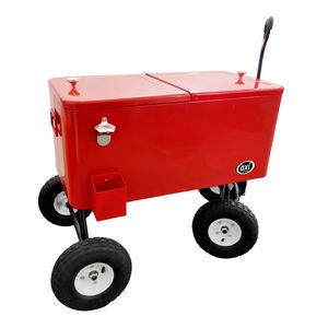 AXI Bolderwagen cooler Rood Outdoor Koeler op luchtbanden met 76L inhoud