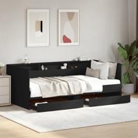 Slaapbank met lades zonder matras 100x200 cm zwart