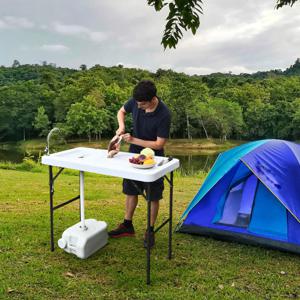 Opklapbare Visreinigingstafel Filetietafel met Gootsteen Kraan Sproeikop Campingtafel Draagbaar voor Tuin Terras en Vissen 114 x 58,5 x 94 cm