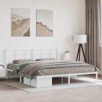 Bedframe met hoofdbord metaal wit 180x200 cm