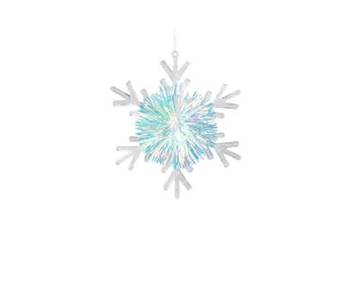 Kersthanger sneeuwvlok grof 10 cm iris transparant