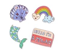 LG Imports stickers kleding/tas schelp 15 x 11 cm 4 delig - thumbnail