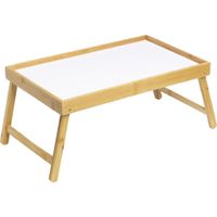 Bamboe Inklapbaar Dienblad 50x30 cm Bruin/Wit Bamboe Inklapbaar Dienblad 50x30 cm Bruin/Wit