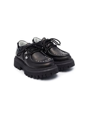 Monnalisa mocassins en cuir à détails de clous - Noir