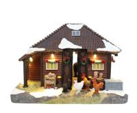 Pony Stable with Ponies And Chickens with LED Polyresin 20cm Santaville - Santaville Pony Stable with Ponies And Chickens with LED Polyresin 20cm Santaville - Santaville