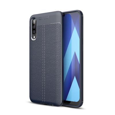 Litchi textuur TPU schokbestendig geval voor Galaxy A50 (marineblauw)