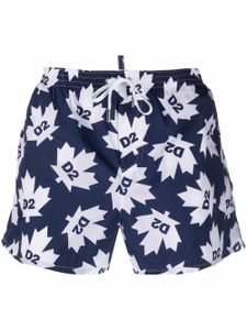 DSQUARED2 short de bain à imprimé feuille d'érable - Bleu