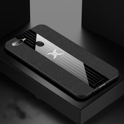 Voor OPPO A7X/F9 XINLI stiksels doek Textue schokbestendige TPU beschermhoes (zwart)