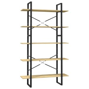 The Living Store Boekenkast Houten en metalen boekenkast - 100 x 30 x 105 cm - grenenhout/metaal