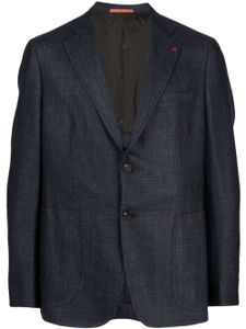 Isaia blazer boutonné à détail de broche - Bleu