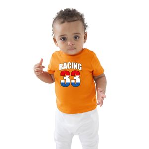 Oranje fan shirt / kleding Max racing 33 voor baby / peuters 86/93 (18-24 maanden)  -