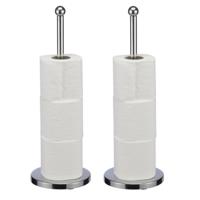Toiletrolhouder - 2x - 42 cm - rvs zilver - wc-rol houder - houder voor toiletrollen/toiletpapier