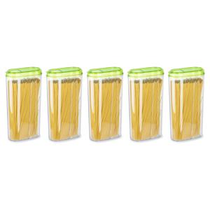 Voedselcontainer strooibus - 5x - groen - 2350 ml - kunststof - 15 x 8 x 30 cm - voorraadpot