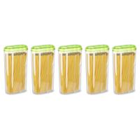 Voedselcontainer strooibus - 5x - groen - 2350 ml - kunststof - 15 x 8 x 30 cm - voorraadpot