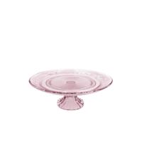 Schaal op voet glas Ø23xH8cm roze