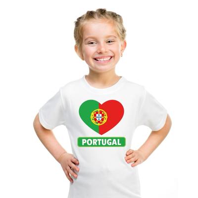 Portugal Supporters t-shirt - kinderen - hartjes vlag - wit - korte mouwen - sport - kleding