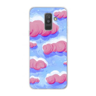 Roze wolken met vogels: Samsung Galaxy A6 Plus (2018) Transparant Hoesje