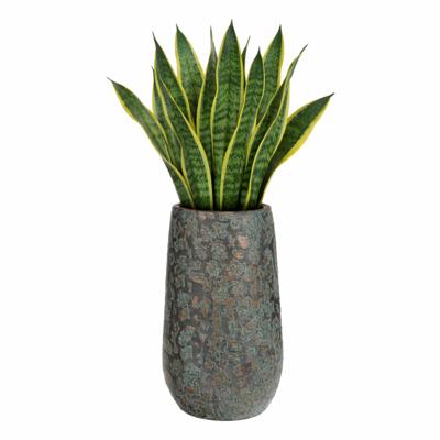 Mica Decorations Bloempot hoog Clemente - 35 x 17 cm - groen/koper - keramiek - vaas