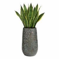 Mica Decorations Bloempot hoog Clemente - 35 x 17 cm - groen/koper - keramiek - vaas