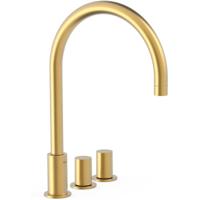 Wastafelkraan Tres Study | Opbouw | Draaibare uitloop | Mengkraan | Hoog model | 2-knops | Rond | 24k Goud mat