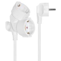 Verlengsnoer wit 5 meter 2 stopcontacten haakse stekker kinderveilig 3x1.5mm²