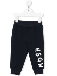 MSGM Kids pantalon de jogging en coton à logo imprimé - Bleu