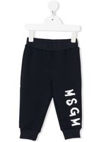 MSGM Kids pantalon de jogging en coton à logo imprimé - Bleu - thumbnail