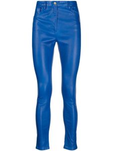 ROMEO HUNTE pantalon en cuir à coupe skinny - Bleu