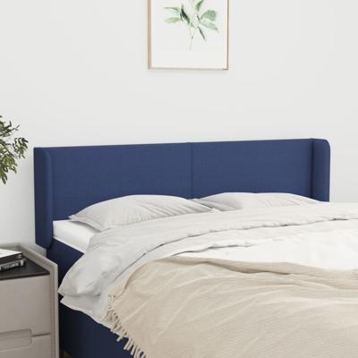 Hoofdbord met randen 147x16x78/88 cm stof blauw