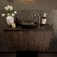 Mondiaz Fowy toiletmeubel 80cm dark brown met blad en waskom urban midden 1 kraangat