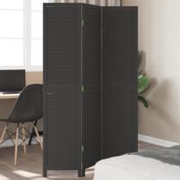 Kamerscherm met 3 panelen massief paulowniahout zwart Kamerscherm met 3 panelen massief paulowniahout zwart