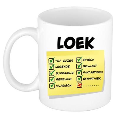 Naam mok Loek - wit - top gozer - keramiek - 300 ml - cadeau collega beker Naam mok Loek - wit - top gozer - keramiek - 300 ml - cadeau collega beker