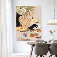 Urban Cotton Wandkleed 'Fruitful Spread' 110 x 145cm in Frame - black