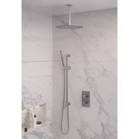 Inbouw Regendouche Set Brauer Brushed Edition Plafond Uitloop Ronde Hoofddouche 30 cm Met Glijstang RVS Look Brauer