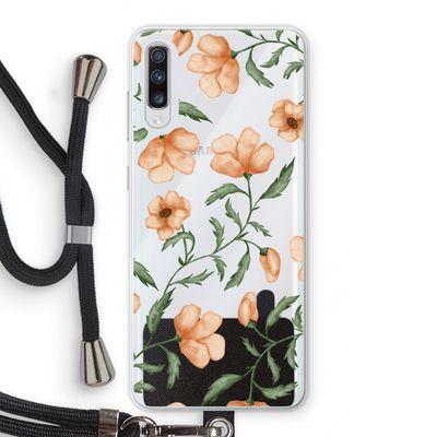 Peachy flowers: Samsung Galaxy A70 Transparant Hoesje met koord