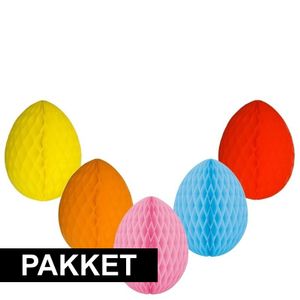 5 decoratie paaseieren pakket vrolijke kleuren 10 cm