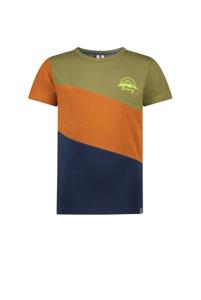 B.Nosy Jongens t-shirt colorblock - Hunter groen