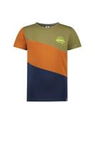 B.Nosy Jongens t-shirt colorblock - Hunter groen