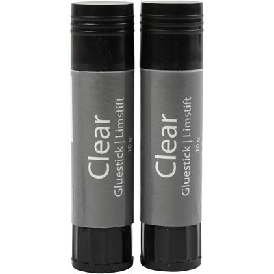 Creativ Company Transparante lijmstift, rond, 10 gr, 2 stuk/ 1 doos