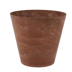 Plantenpot/bloempot in een natuursteen look Dia 22 cm en Hoogte 20 cm dark terra cotta