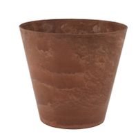 Plantenpot/bloempot in een natuursteen look Dia 22 cm en Hoogte 20 cm dark terra cotta