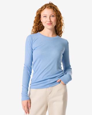 HEMA Damesshirt Lora Rib Blauw (blauw)