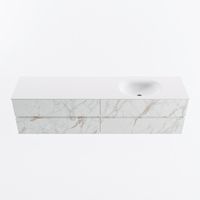 MONDIAZ VICA 190cm badmeubel onderkast Carrara 4 lades. Wastafel MOON rechts zonder kraangat, kleur Talc.