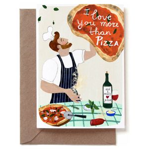 Dubbele wenskaart met envelop - Pizza Love